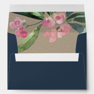 NAVY KRAFT PINK CHRIST THORN CACTI BLOOM ADDRESS ENVELOPE