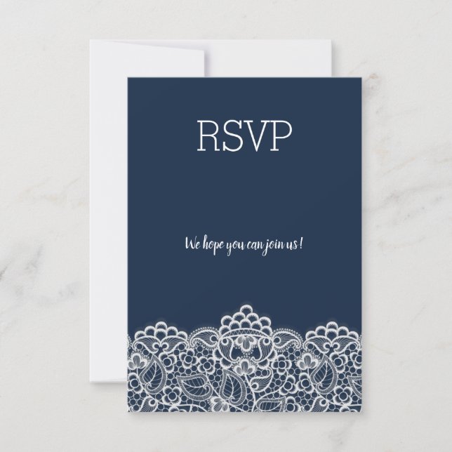 Navy lace elegant all event rsvp response (Front)