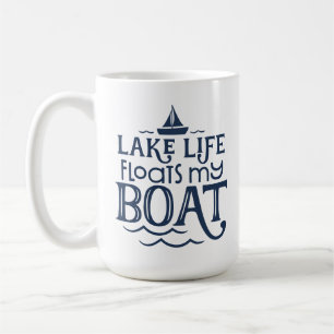 Navy Lake Life Floats My Boat Coffee Mug