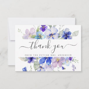 Navy Lavender Floral Viola Purple Bridal Shower Thank You Card