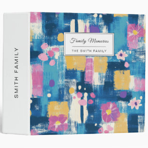 Navy Lavender Magenta Geometric Floral Pattern Binder