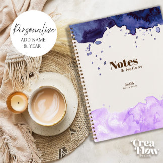 Navy & Lavender Watercolor Daily Journal