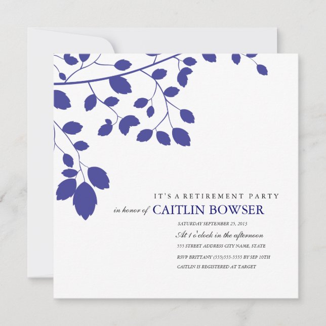 Navy Leaves Retirement Party Invite (Front)