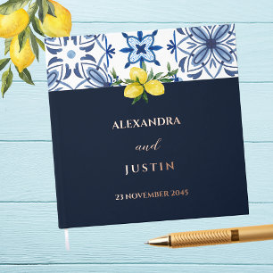 Navy Lemon Italian Mediterranean Wedding Guest Book