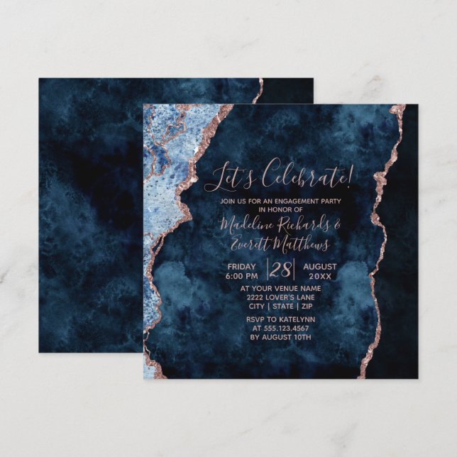 Navy Let's Celebrate Engagement Party Invitation (Front/Back)