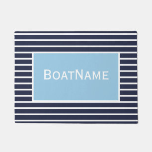 Navy & Light Blue Boat Name Doormat