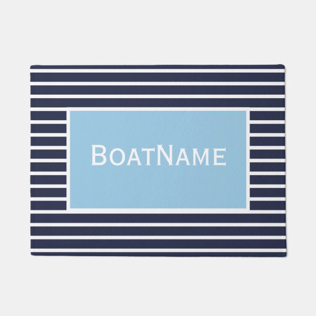 Navy & Light Blue Boat Name Doormat (Front)