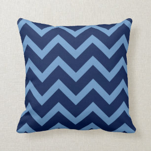 Navy & Light Blue Chevron Zigzag Pattern Throw Pillow