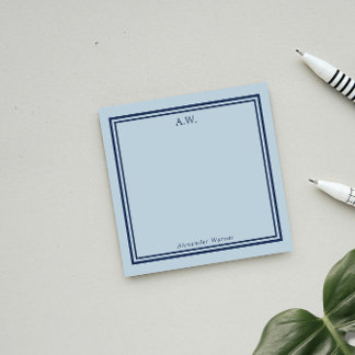 Navy & Light Blue Monogrammed Post-it Notes