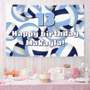 navy light blue volleyballs kids birthday party banner