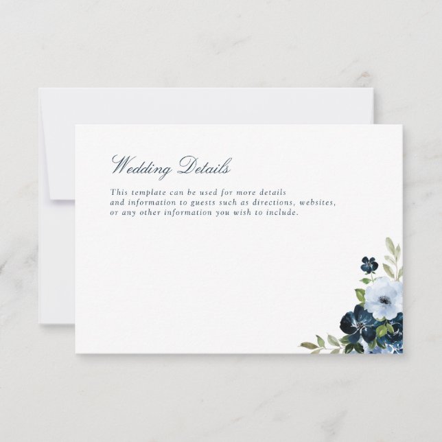 navy & light blue wedding details card (Front)