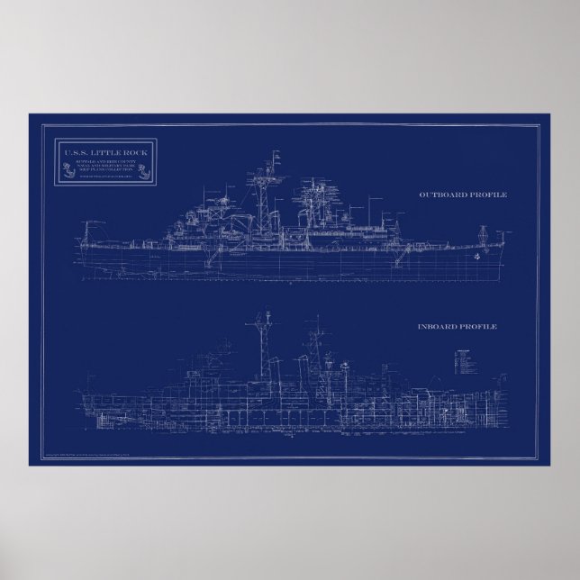 Navy Light Cruiser Little Rock Blueprint Poster (Front)