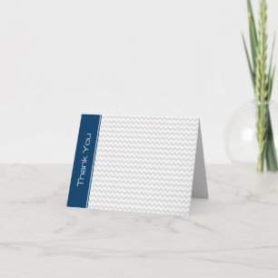 Navy Light Grey Chevron Thank You Note Card