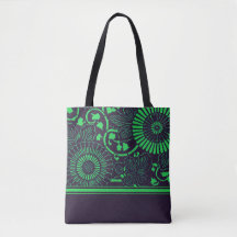 Navy & Lime Flower Medallion (v1) Tote Bag