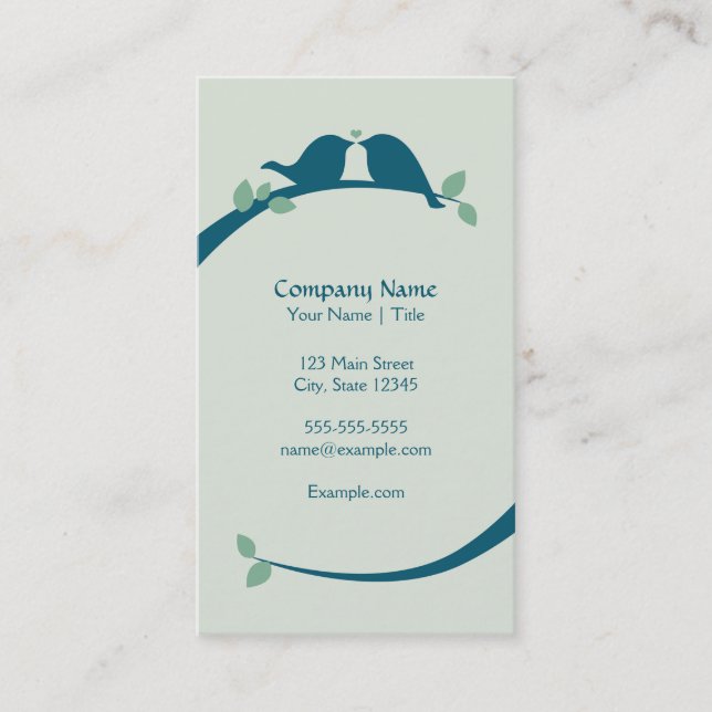 Navy Love Birds Business Card (Front)