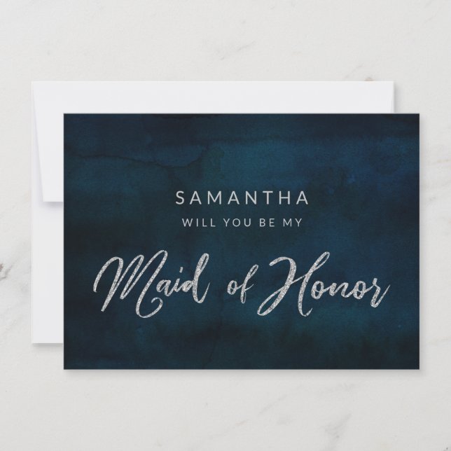 Navy Lustre Blue Be My Maid of Honour Proposal Car (Front)