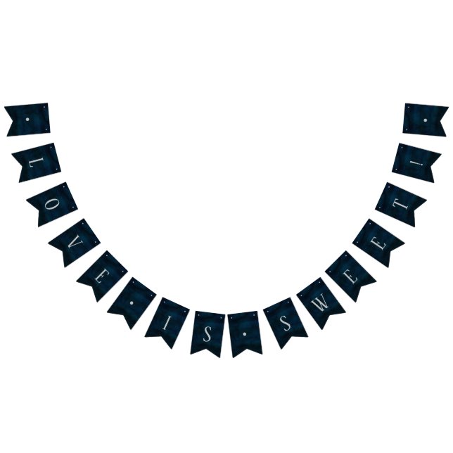 Navy Lustre Dark Blue Love is Sweet Wedding Bunting Flags (All)