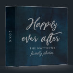 Navy Lustre Dark Blue Silver Family Photo Album Binder<br><div class="desc">Navy Lustre Dark Blue Watercolor Design,  with Silver Sparkle Typography,  and beautiful watercolour background texture. With Modern Chic Script Fonts. A trendy & Luxurious style - Personalized Wedding Happily ever after photo album scrapbook binder!

 ~ Check my shop to see the entire wedding suite for this design!</div>