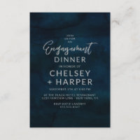 Navy Lustre Dark Blue Watercolor Engagement Party