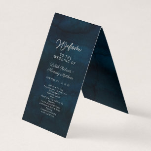 Navy Lustre Silver Blue Wedding Ceremony Program