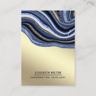 Navy luxury marble agate NECKLACE DISPLAY Business Card