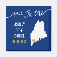 Navy Maine Wedding Save the Date Map