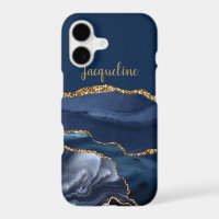 Navy Marble Geode Gold Dusty Blue Modern Name