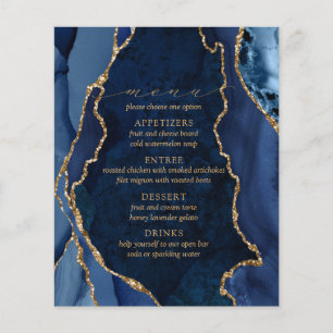 Navy Marble & Gold Agate Wedding Menu
