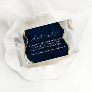Navy Marble, White & Gold Agate Details Note Card