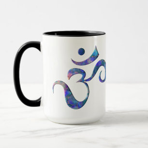 Navy Marbled Om  Mug