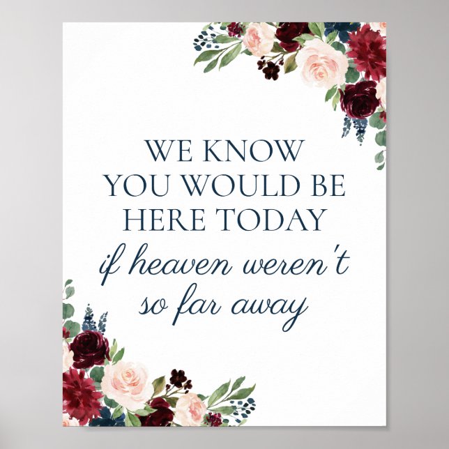 Navy Marsala We Know You Would Be Here Today Sign (Front)