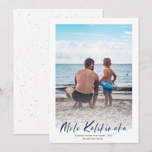 Navy Mele Kalikimaka Minimal Photo Christmas Holiday Card