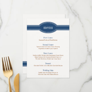 Navy Menu Card, Caroline Wedding Collection