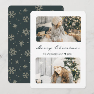 Navy Merry Christmas Modern 2 Photo Holiday Card