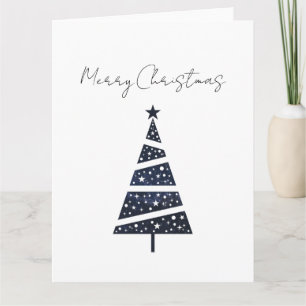 Navy Merry Christmas tree simple logo  Card