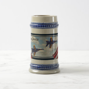Navy Military Jet Fighters Angels Super Hornets Beer Stein