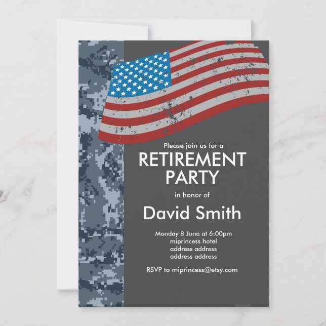 Navy Military Retirement, Army,  retirement party Invitation (Front)