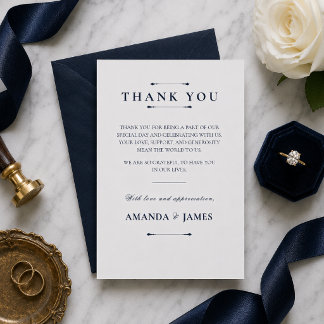 Navy Minimal Luxury Wedding Thank You Card Templat