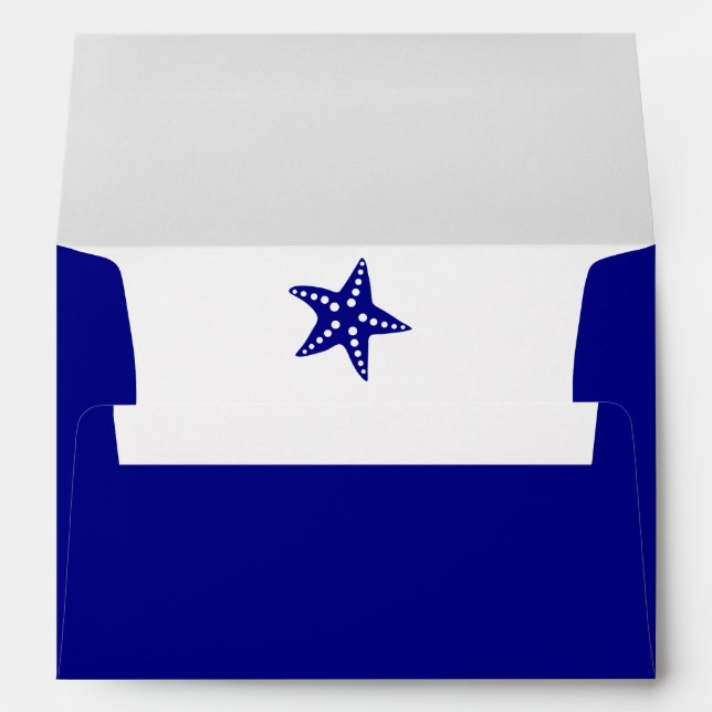 Navy Minimal Starfish Wedding Invitation Envelope (Back (Bottom))