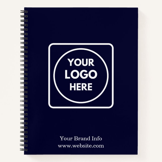 Navy Minimalist | Custom Business Corporate Logo Notebook (Front)