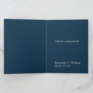 Navy Minimalist Folded Wedding Thank You Card 