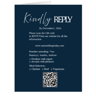 Navy Minimalist Wedding RSVP Card