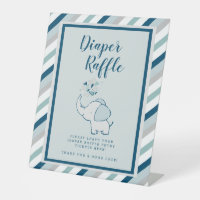 Navy & Mint Elephant Baby Shower Diaper Raffle