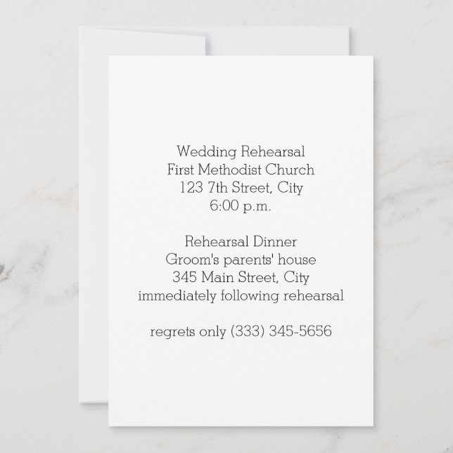 Navy & Mint Rehearsal Dinner Invitation (Back)