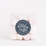 Navy | Mint to Be Personalized Wedding Favour Classic Round Sticker<br><div class="desc">Minty fresh wedding favour stickers feature "mint to be" in white script lettering accented with hearts,  on a navy blue background. Personalize with your names and wedding date.</div>