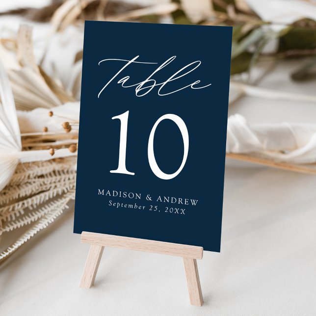 Navy Modern Elegance Wedding Table Number (Creator Uploaded)
