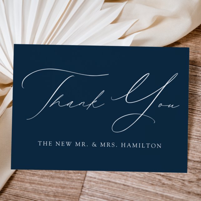 Navy Modern Elegance Wedding Thank You Card (Creator Uploaded)