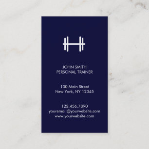 Navy Modern Fitness/Personal Trainer Business Card