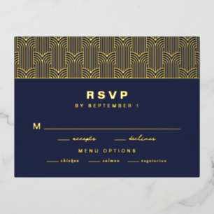 Navy Modern Foil RSVP Card