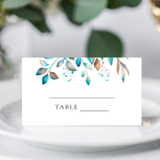 Navy Modern Greenery Rustic Wedding Place Card